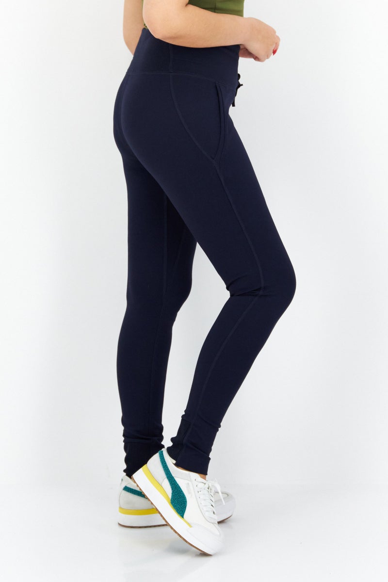 Adidas Women Sportswear Fit Drawstring Outdoor Leggings, Navy Blue - Image 2